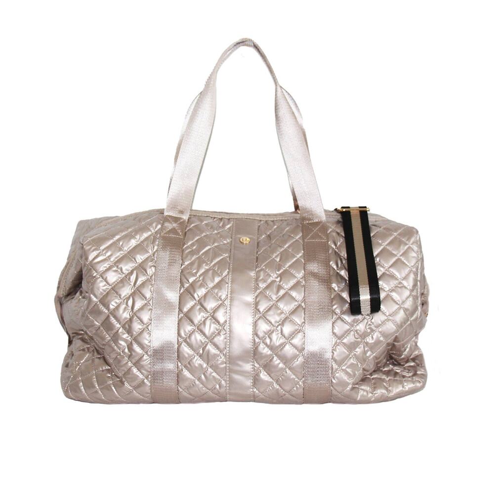 Diamond Quilted Weekender Duffle Bag – Champagne Gold